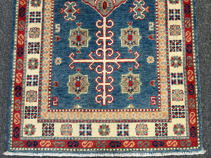 Runner Kazak Light Blue 2' 8"X10' Handmade Wool Rug # 13726