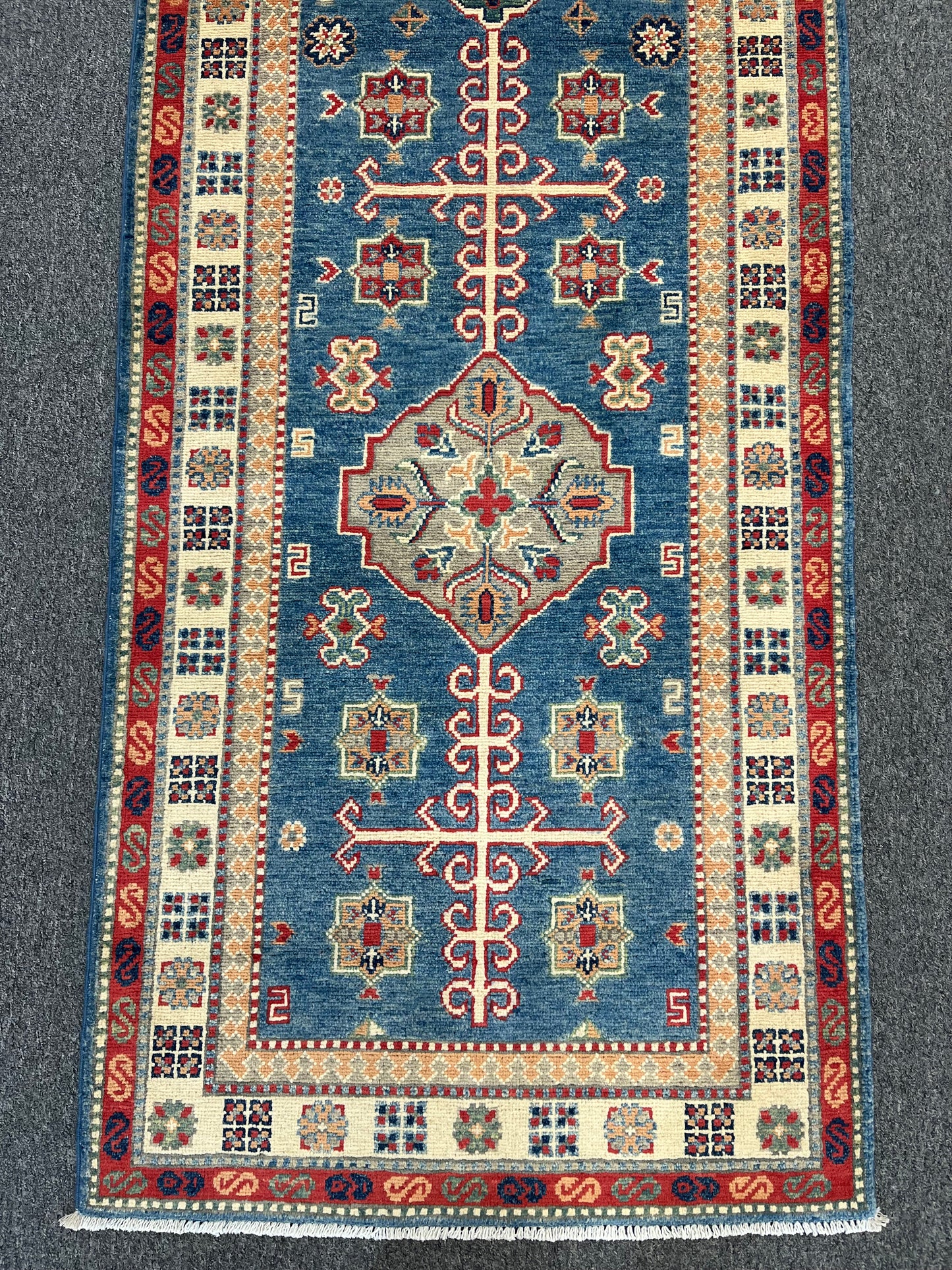 Runner Kazak Light Blue 2' 8"X10' Handmade Wool Rug # 13726