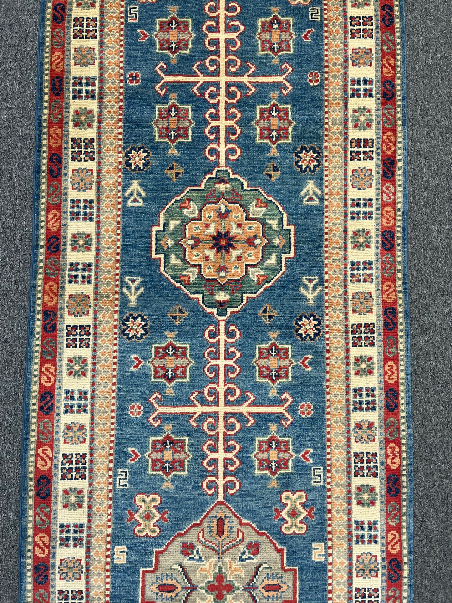 Runner Kazak Light Blue 2' 8"X10' Handmade Wool Rug # 13726
