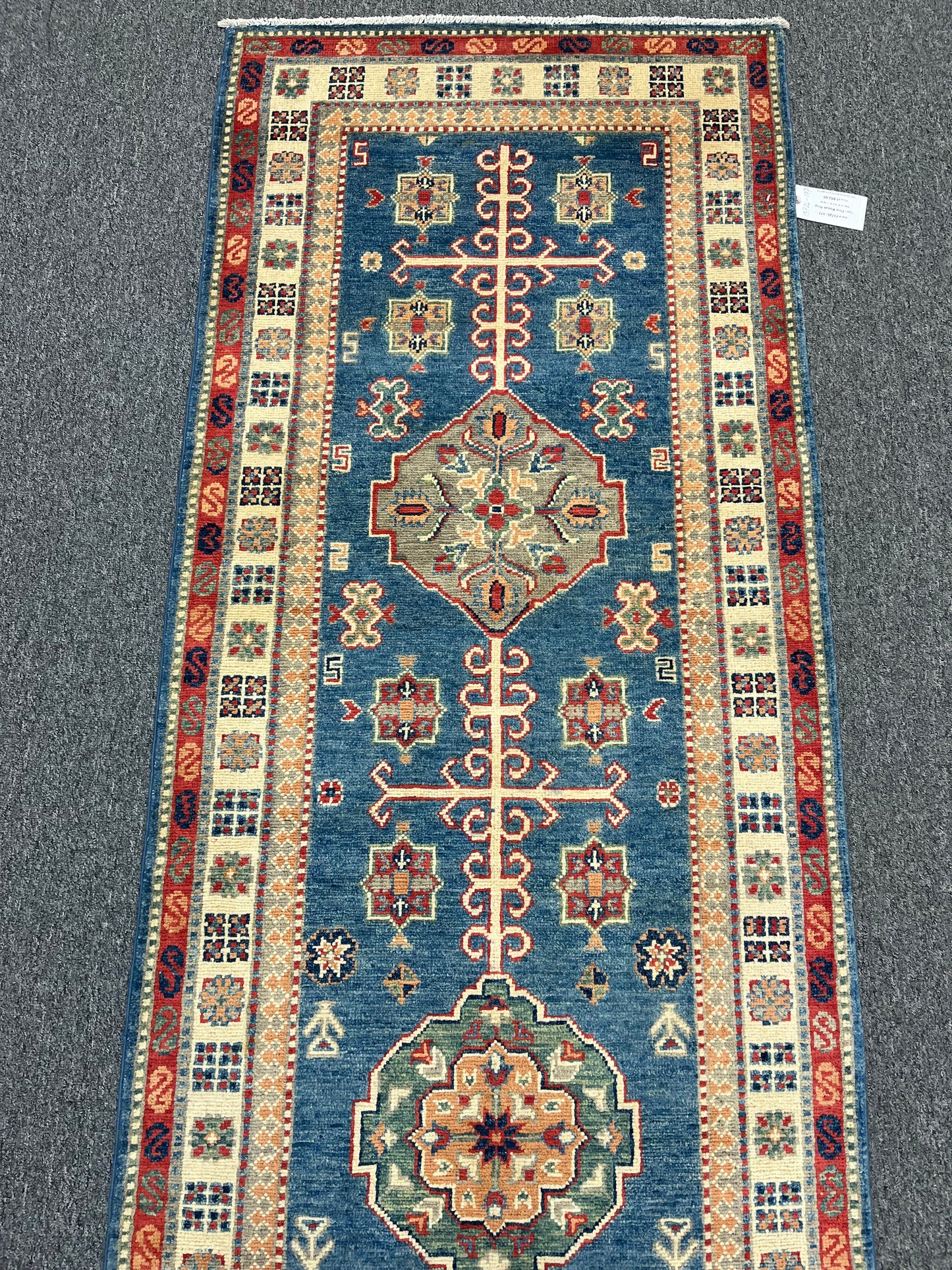 Runner Kazak Light Blue 2' 8"X10' Handmade Wool Rug # 13726