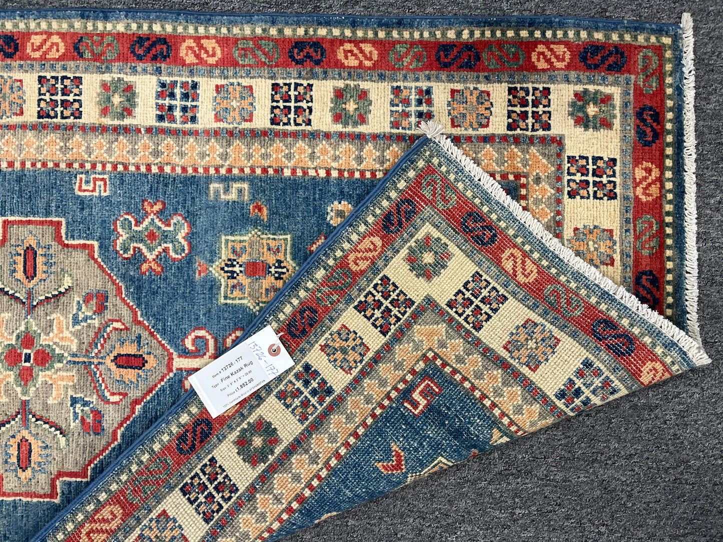 Runner Kazak Light Blue 2' 8"X10' Handmade Wool Rug # 13726