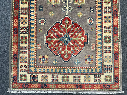 Runner Kazak Gray 2' 7"X8' Handmade Wool Rug # 13625