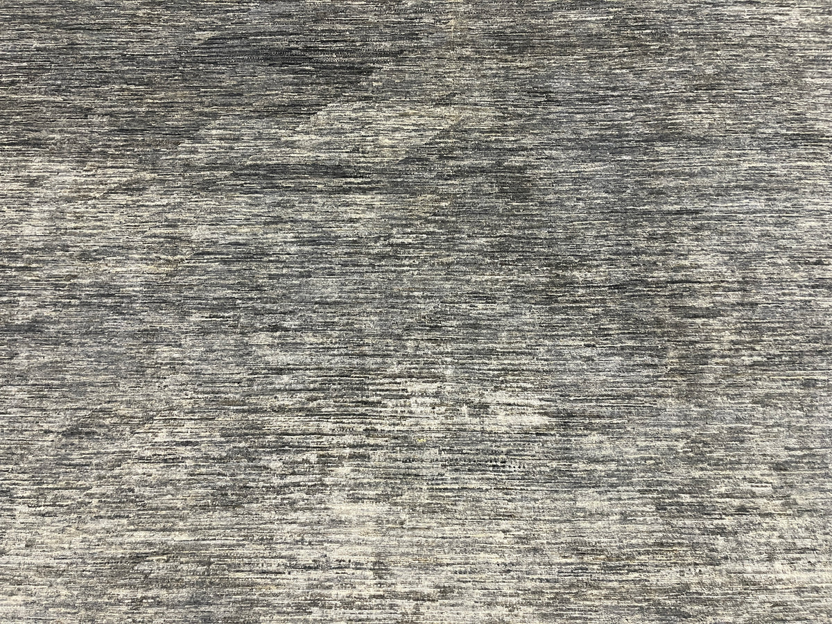 8x10 Silver Gray Geometric Gabbeh| Hand-Knotted Afghan Wool Tribal Area Rug #14689