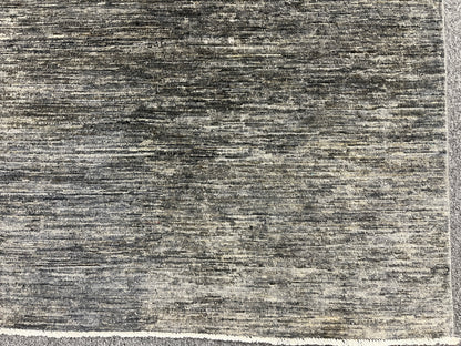 8x10 Silver Gray Geometric Gabbeh| Hand-Knotted Afghan Wool Tribal Area Rug #14689