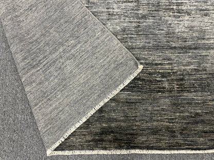 8x10 Silver Gray Geometric Gabbeh| Hand-Knotted Afghan Wool Tribal Area Rug #14689