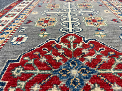 Runner Kazak Gray 2' 6"X7' Handmade Wool Rug # 13782