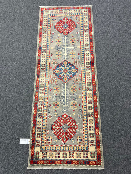 Runner Kazak Gray 2' 6"X7' Handmade Wool Rug # 13782