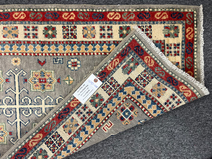 Runner Kazak Gray 2' 6"X7' Handmade Wool Rug # 13782