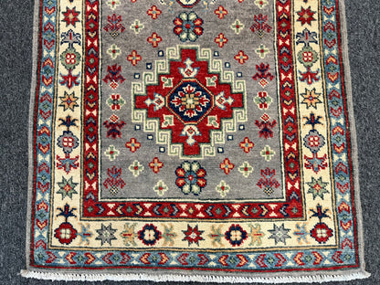 Runner Kazak Gray 2' 5"X10' Handmade Wool Rug # 13792