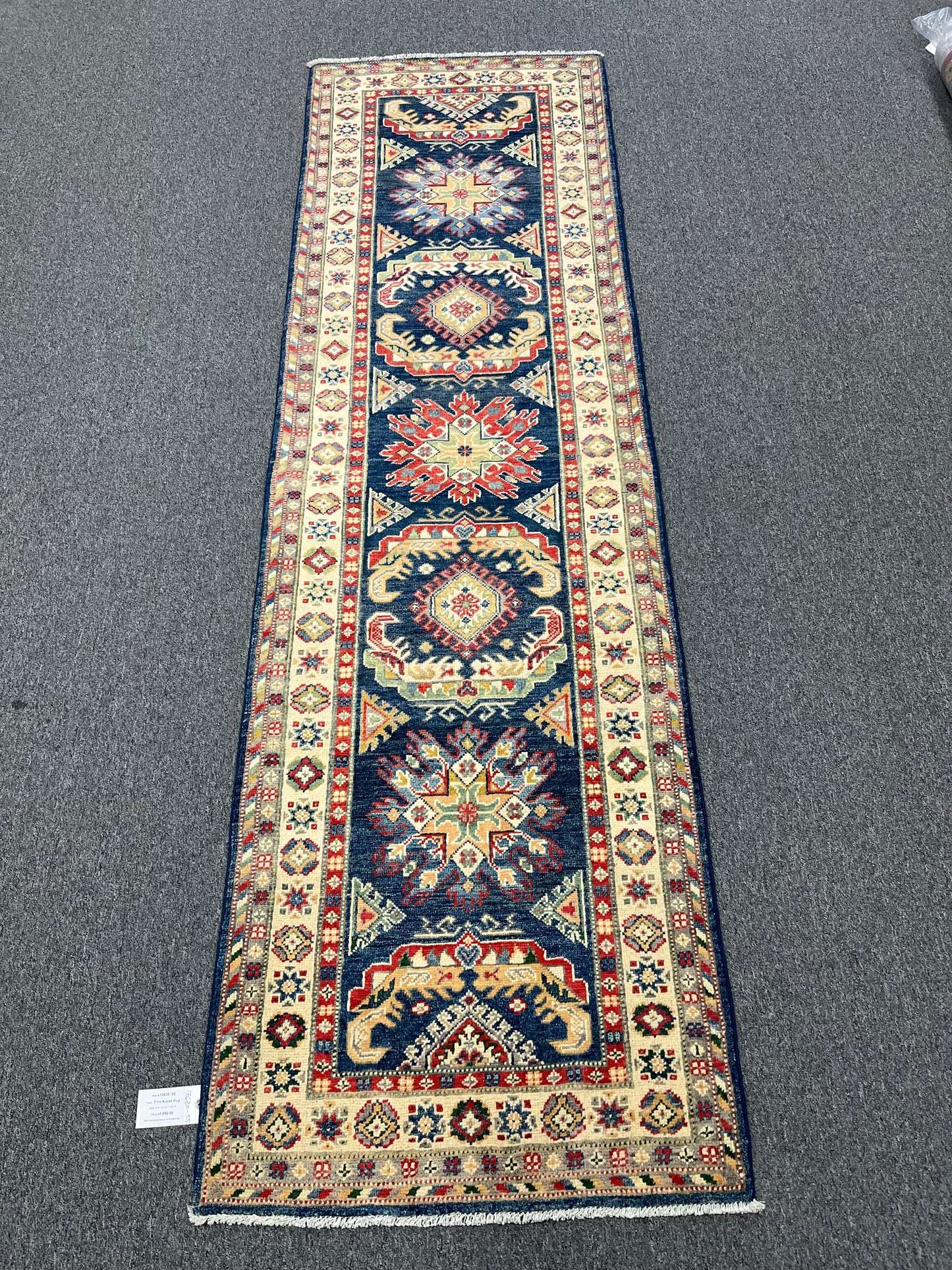 Runner Kazak Navy Blue 2' 9"X10' Handmade Wool Rug # 13630