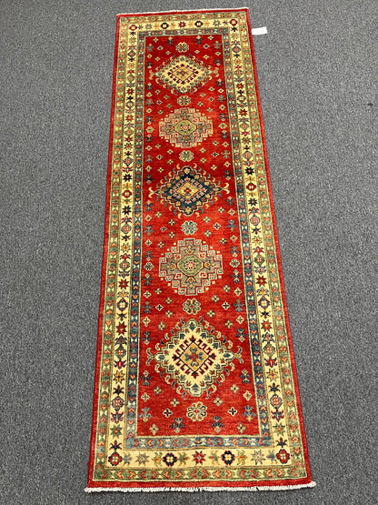 Kazak Runner Red 2' 8"X9' Handmade Wool Rug # 13624