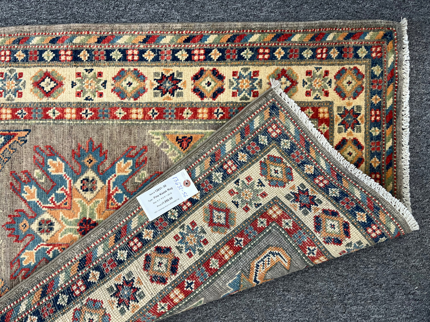 Kazak Runner Gray 2' 8"X10' Handmade Wool Rug # 13631