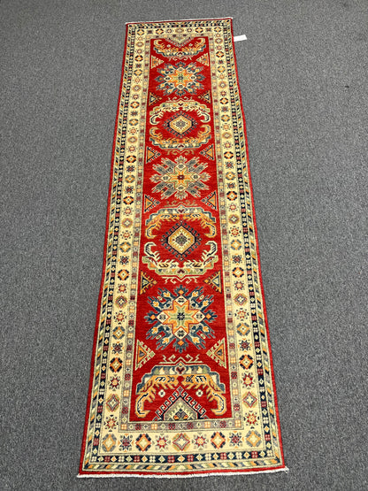 Kazak Runner Red 2' 9"X10' Handmade Wool Rug # 13628