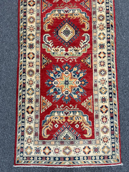 Kazak Runner Red 2' 9"X10' Handmade Wool Rug # 13628