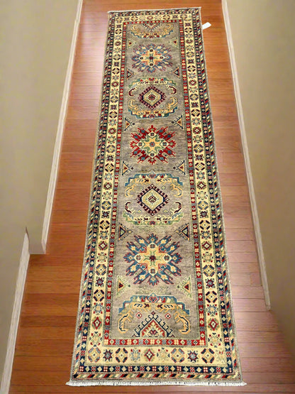 Kazak Runner Gray 2' 9"X10' Handmade Wool Rug # 13629