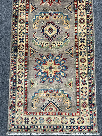 Kazak Runner Gray 2' 9"X10' Handmade Wool Rug # 13629