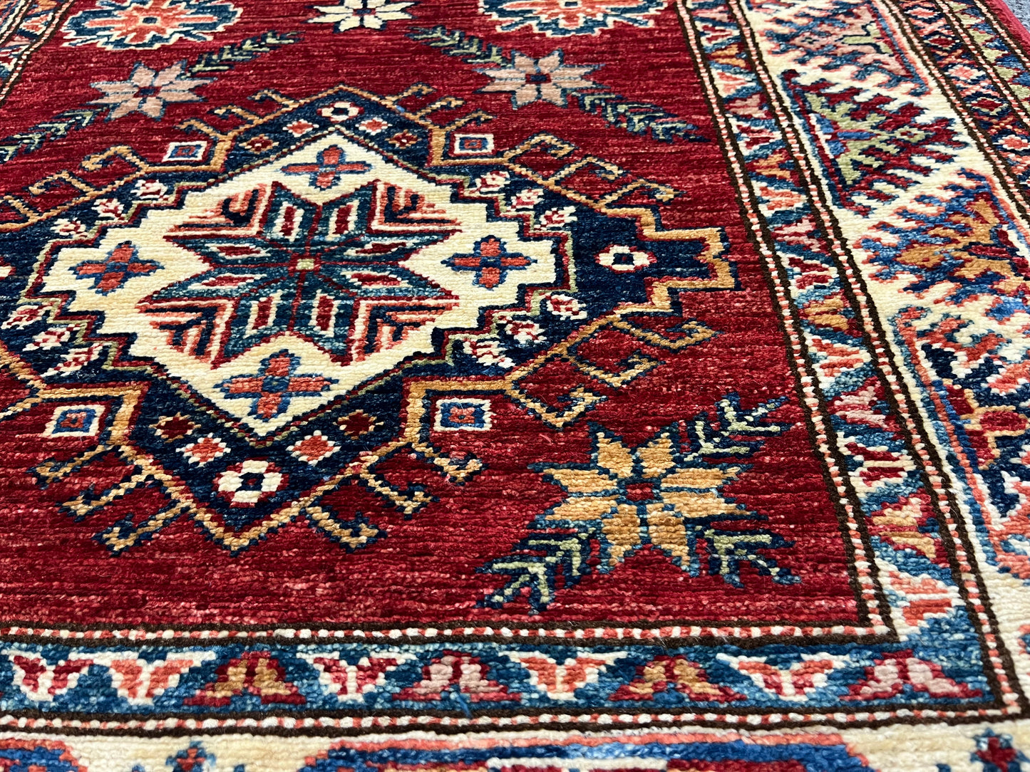 Runner Super Kazak Red 2' 10"X9' Handmade Wool Rug # 14261