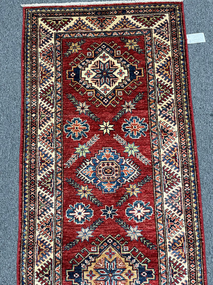 Runner Super Kazak Red 2' 10"X9' Handmade Wool Rug # 14261