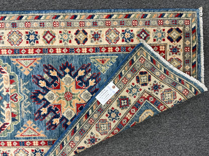 Kazak Runner Light Blue 2' 8"X8' Handmade Wool Rug # 13732