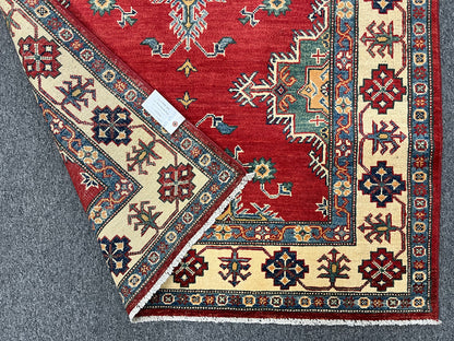 Red Kazak 4X6 Wool Handmade Rug # 13769