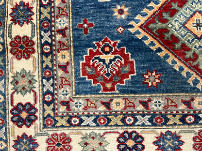 Kazak Light Blue 4X6 Wool Handmade Rug # 13849