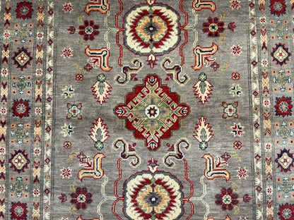 Kazak Soft Gray/Brown 4X6 Wool Handmade Rug # 13748