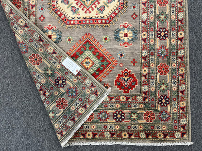 Kazak Soft Gray/Brown 4X6 Wool Handmade Rug # 13747