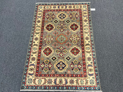 Handmade Gray Kazak 4X6 Oriental Rug # 13745