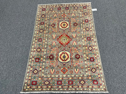 Gray Geometric Kazak 4X6 Oriental Rug # 13743