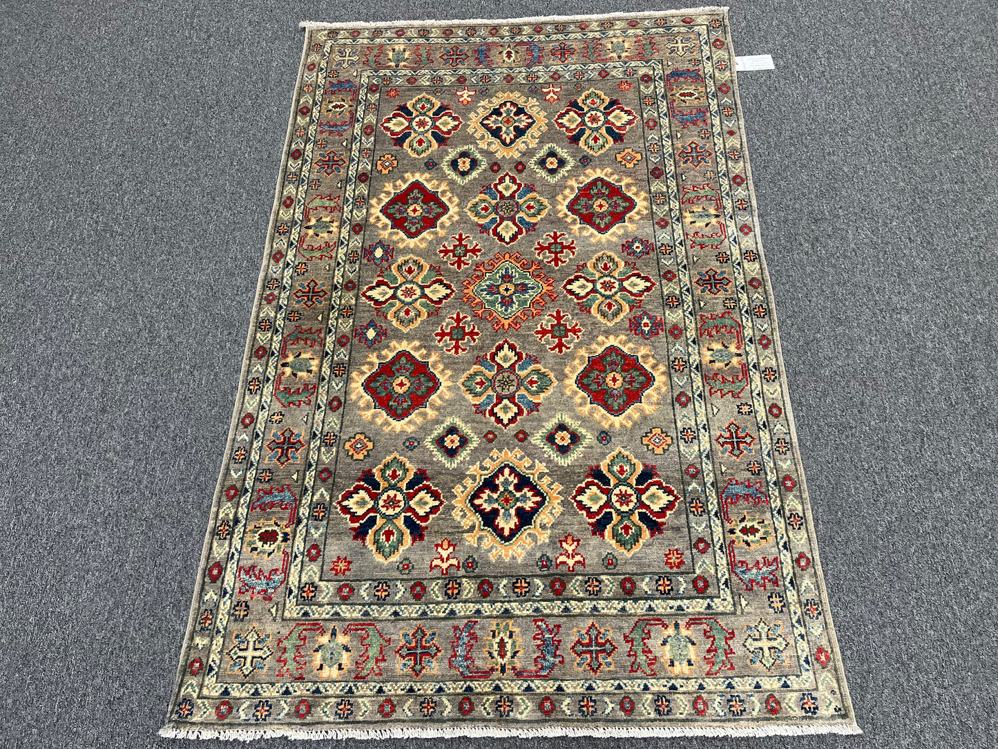 Gray Geometric Kazak 4X6 Oriental Rug # 13923