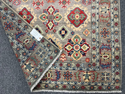 Gray Geometric Kazak 4X6 Oriental Rug # 13927