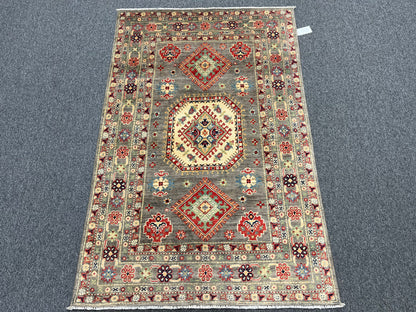 Kazak Gray 4X6 Handmade Wool Rug # 13587