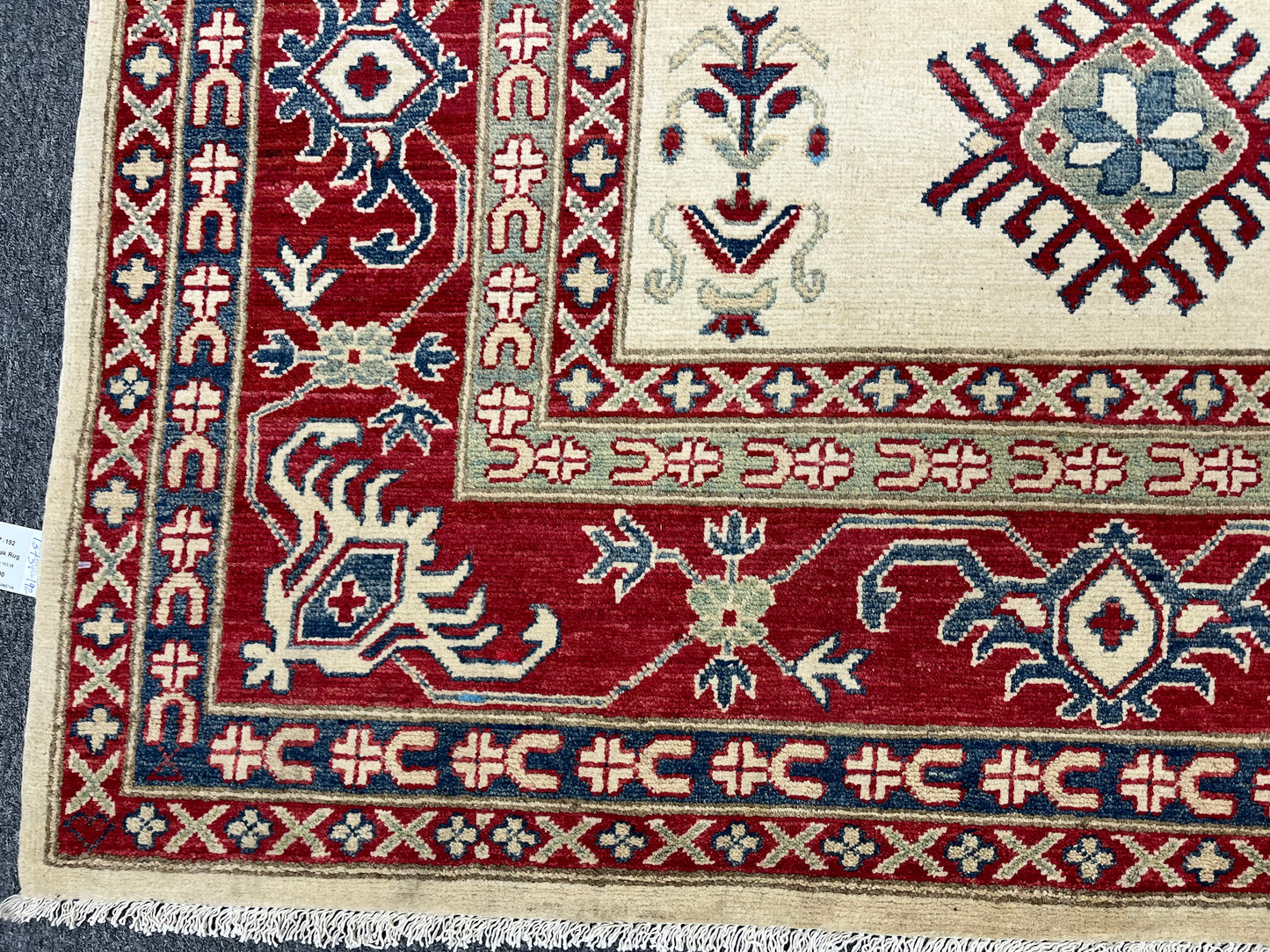 Kazak Beige 9X12 Handmade Wool Rug # 13737