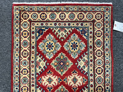 2X3 Geometric Kazak Handmade Wool Rug # 13795