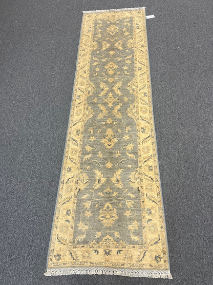 Gray Oushak Runner 2' 8"X9' Handmade Wool Rug # 14279