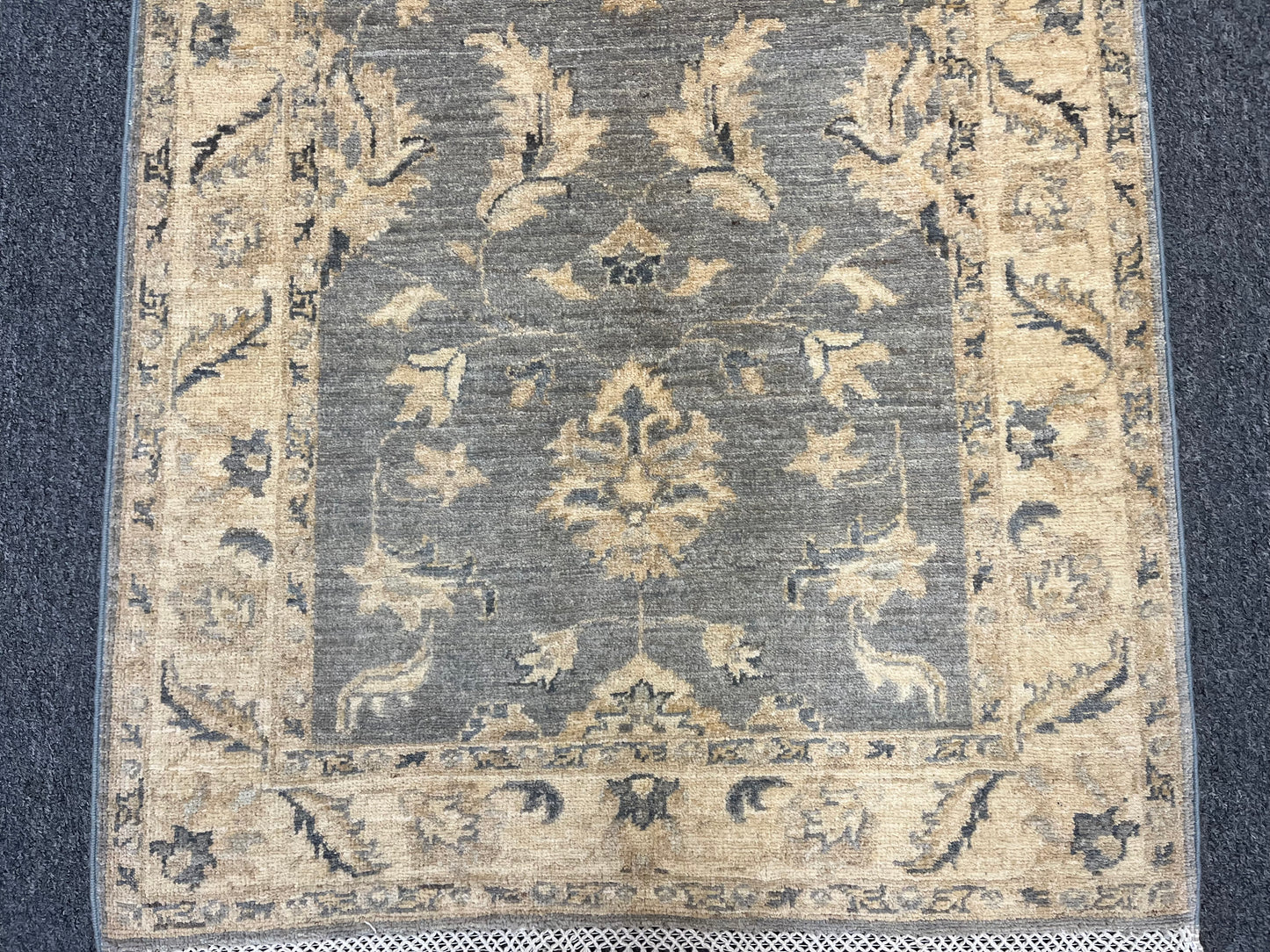 Gray Oushak Runner 2' 8"X9' Handmade Wool Rug # 14279