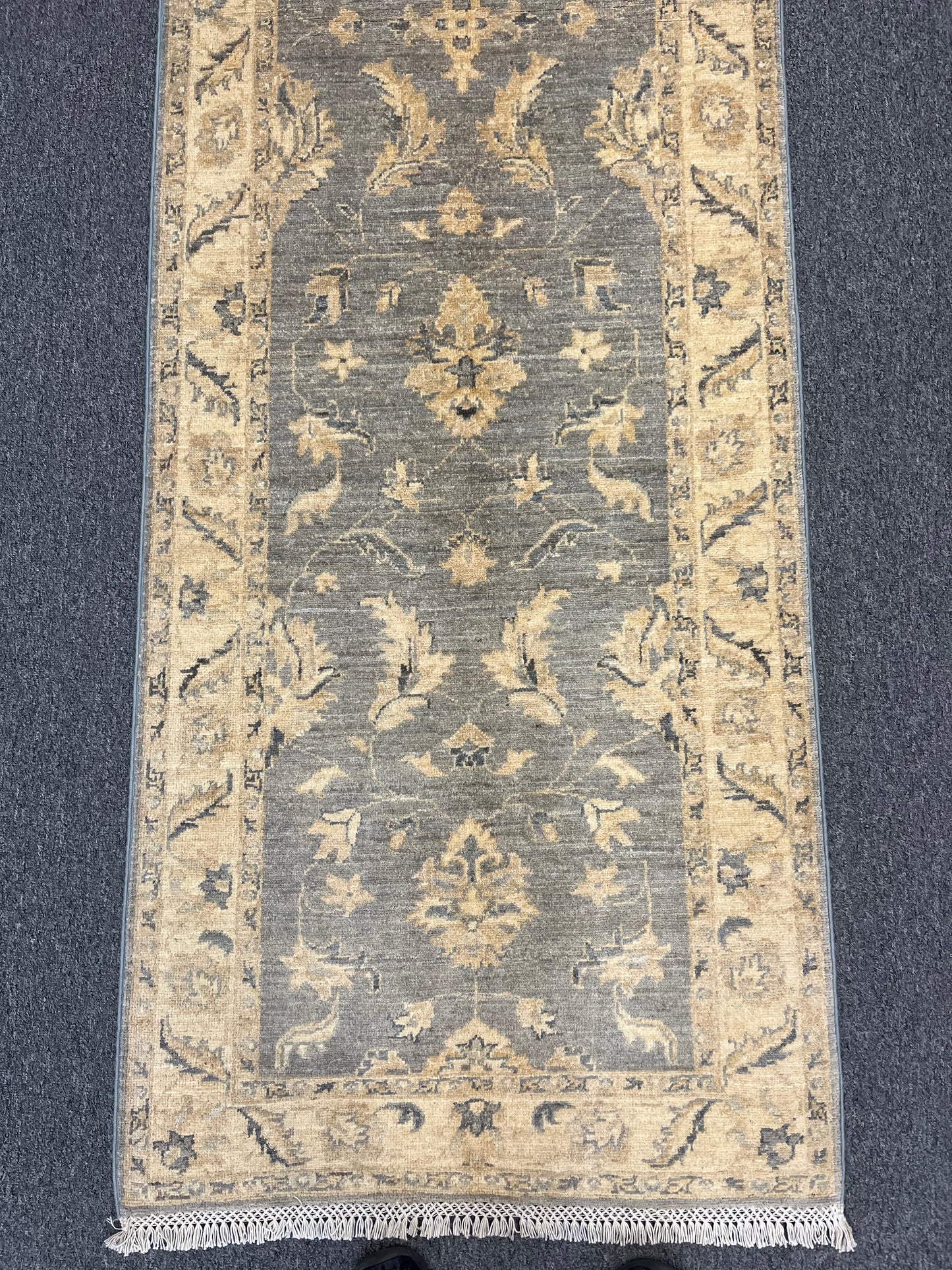 Gray Oushak Runner 2' 8"X9' Handmade Wool Rug # 14279