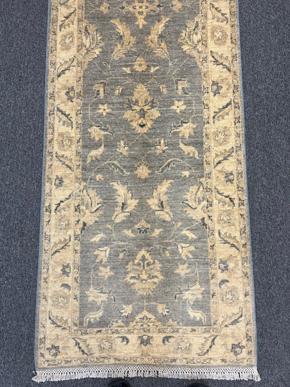 Gray Oushak Runner 2' 8"X9' Handmade Wool Rug # 14279