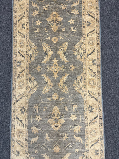Gray Oushak Runner 2' 8"X9' Handmade Wool Rug # 14279