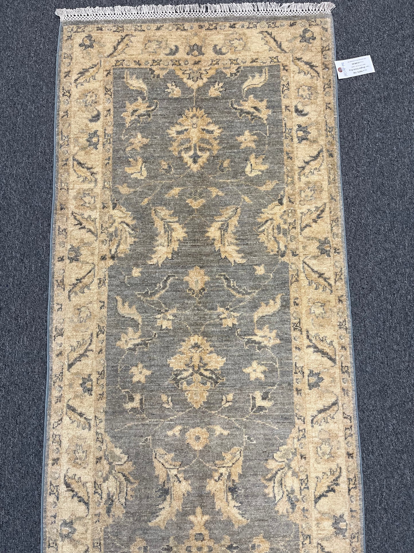 Gray Oushak Runner 2' 8"X9' Handmade Wool Rug # 14279
