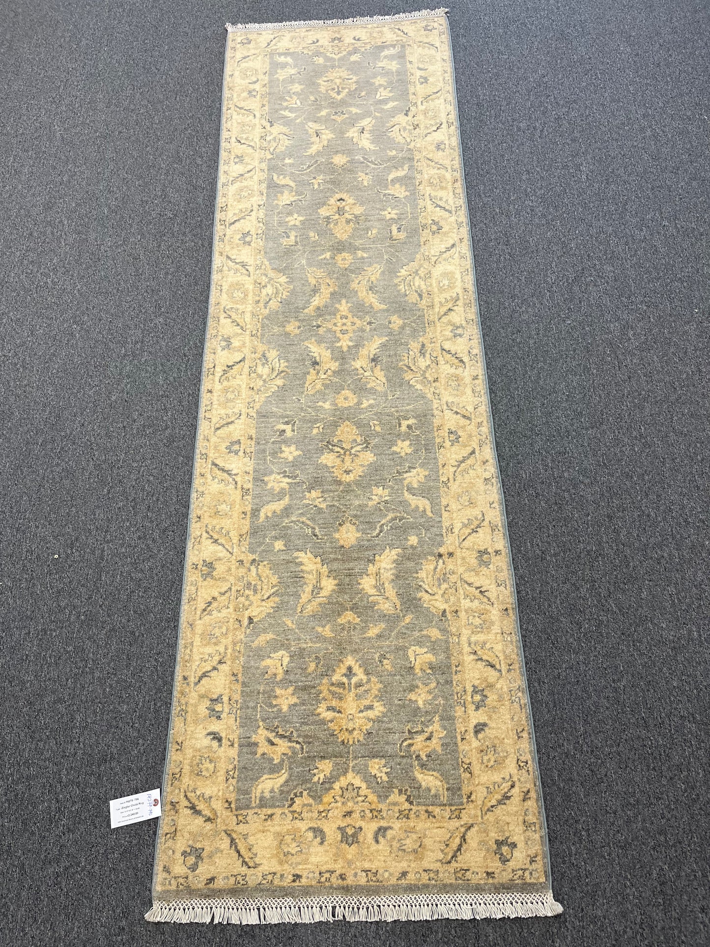 Gray Oushak Runner 2' 8"X9' Handmade Wool Rug # 14279