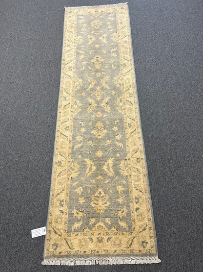 Gray Oushak Runner 2' 8"X9' Handmade Wool Rug # 14279