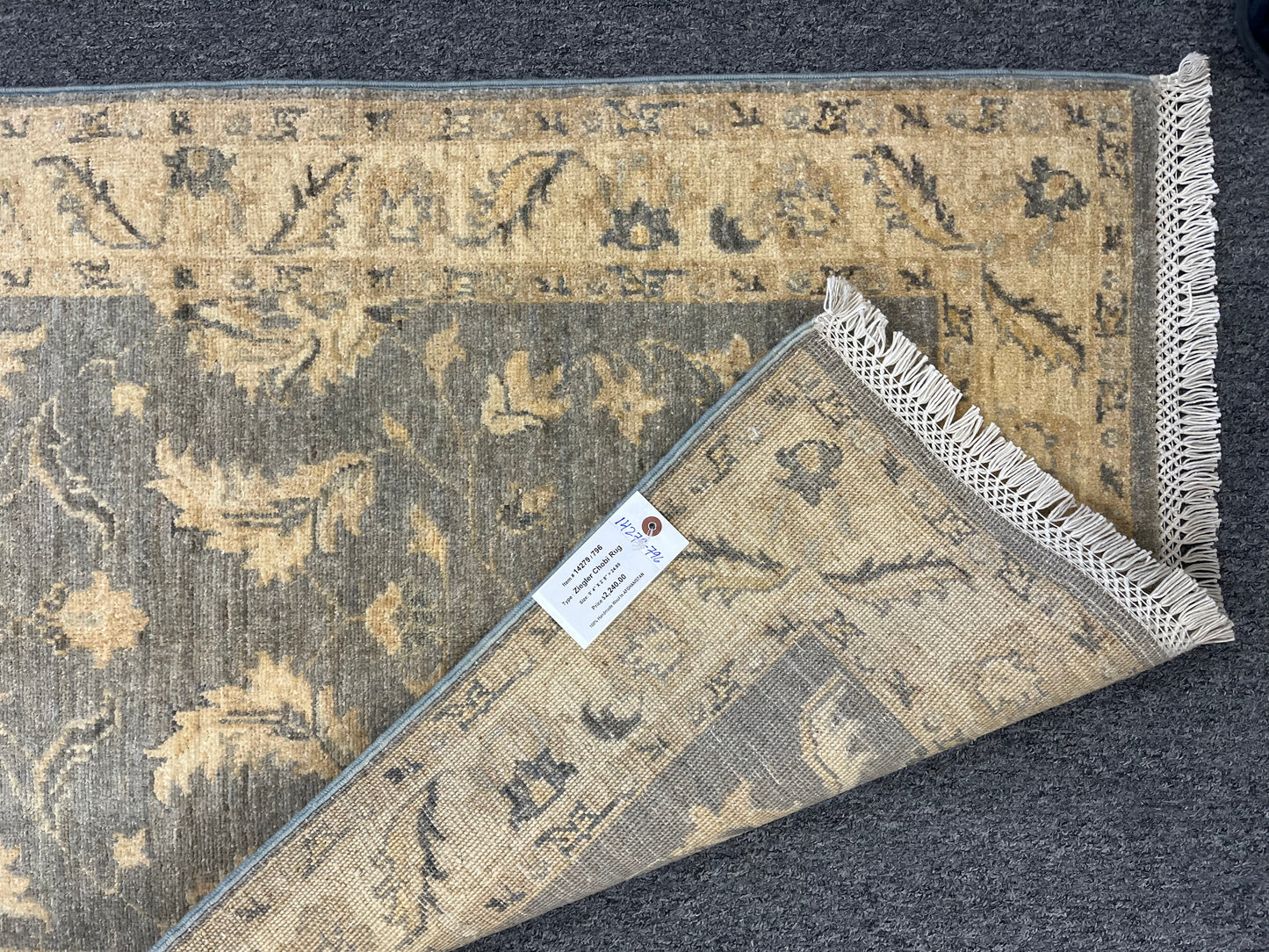 Gray Oushak Runner 2' 8"X9' Handmade Wool Rug # 14279