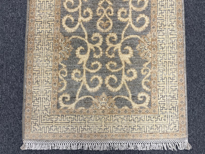 Gray Oushak Runner 2'8"X10' Handmade Wool Rug # 14278