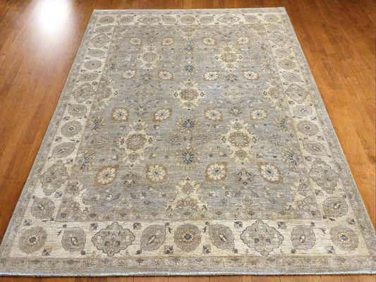 Chobi Silver Gray/Ivory 9X12 Handmade Wool Rug # 14327