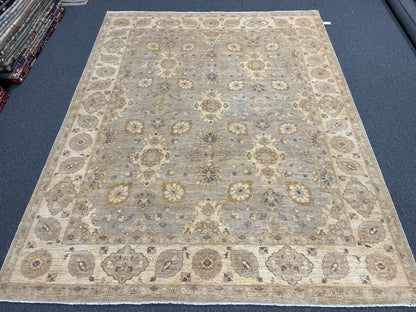 Chobi Silver Gray/Ivory 9X12 Handmade Wool Rug # 14327
