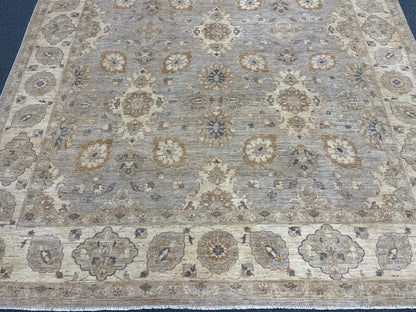 Chobi Silver Gray/Ivory 9X12 Handmade Wool Rug # 14327