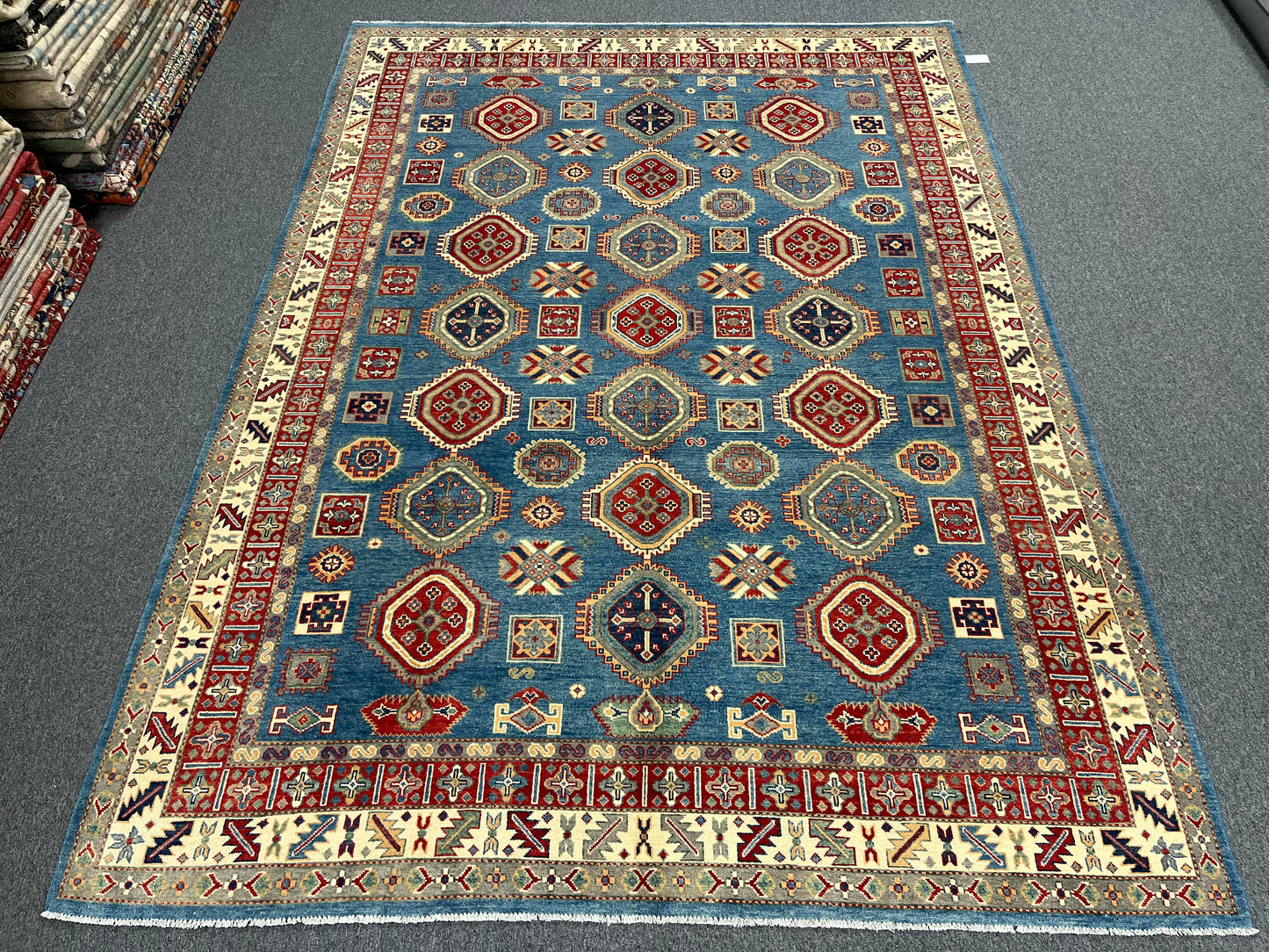Light Blue 8X11 Kazak Handmade Wool Rug # 13736