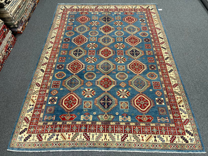 Light Blue 8X11 Kazak Handmade Wool Rug # 13736