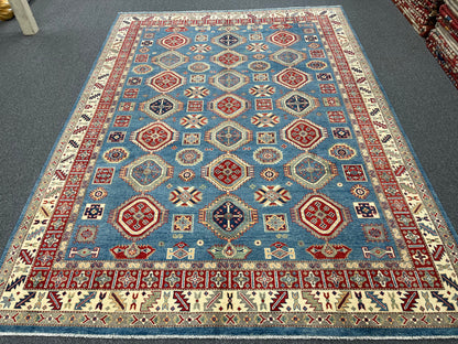 Light Blue 8X11 Kazak Handmade Wool Rug # 13736